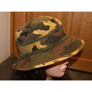 Vintage Woodland Camo Bucket Hat Cap Size 7 1/8 58cm Hunting Outdoors J Hats